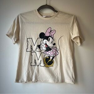 🌼 5/$20 Urban Kids Disney Minnie Mouse Graphic Tee Girls Size 7/8 Beige Pink Bow